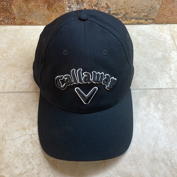 Callaway Hat Cap Cotton Golf Adjustable Strap Logo Black White - Picture 3 of 9